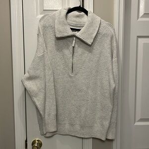 aerie Cozy Up Waffle Knit Quarter Zip Pullover Sweater
